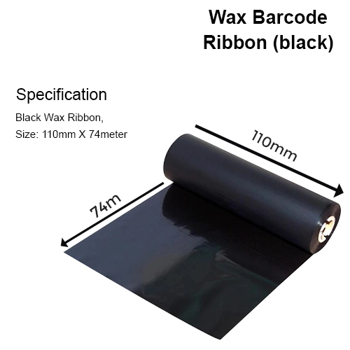 110mm X 74 Meters Black PremiumWax Barcode Ribbons