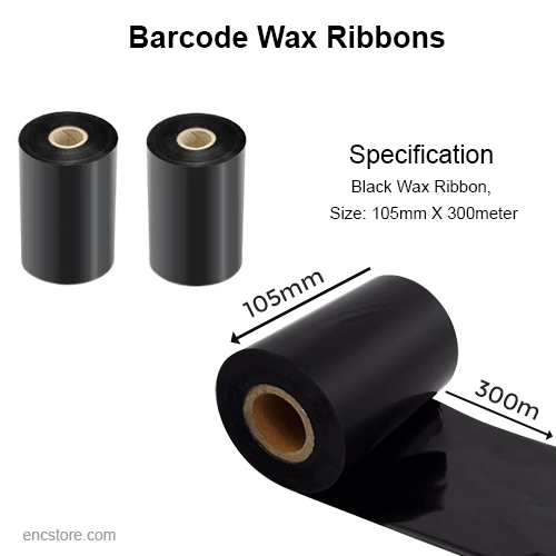 Barcode Wax Ribbons - 105mm X 300 Meters