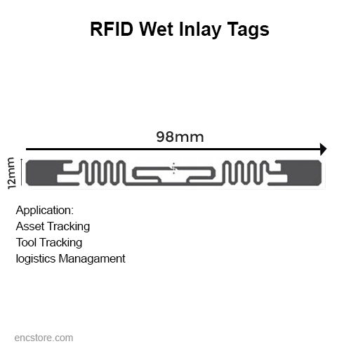 Passive RFID UHF Wet Inlay Tag, 98mm x 12mm
