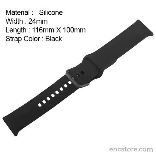 24 MM Black Silicone Watch Strap