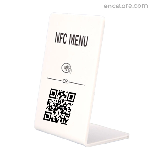 L Shaped Arcylic NFC Menu Stand, QR Code NFC Display Stand