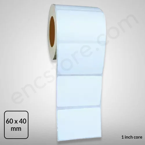 White Self Adhesive Polyester Sticker, 60mm x 40mm