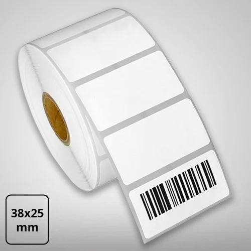 White Self Adhesive Paper Barcode Label, 38mm x 25