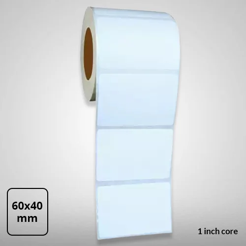 White Self Adhesive Polyester Sticker, 60mm x 40mm