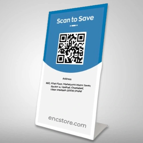 Reusable Acrylic QR Code Table Top Standee with Design