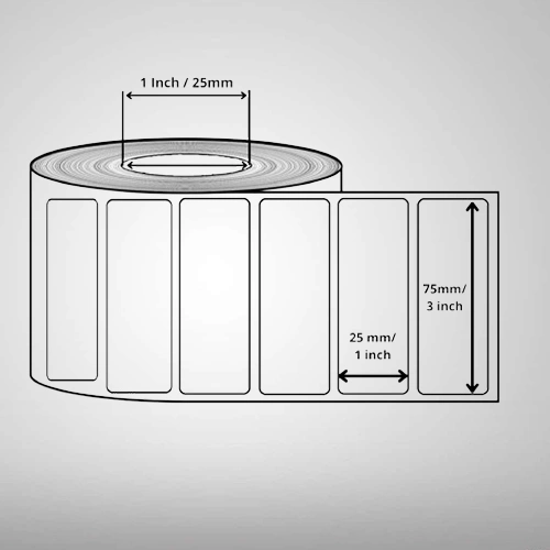 Self-Adhesive Paper Barcode Label, 75mm x 25mm(Whi