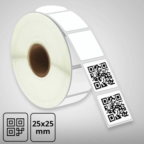 Polyester White QR Barcode Label