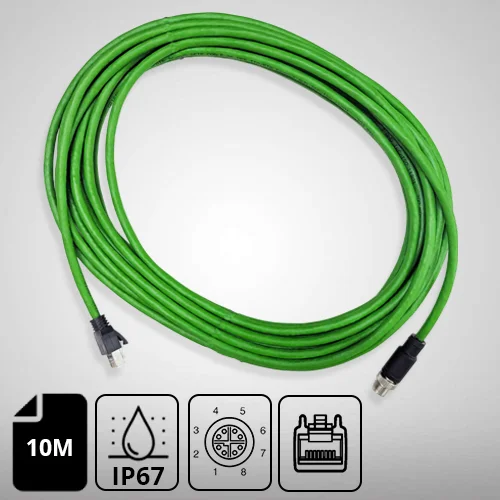 M12 to RJ45 Industrial Ethernet Cable-Cat6 Shielde